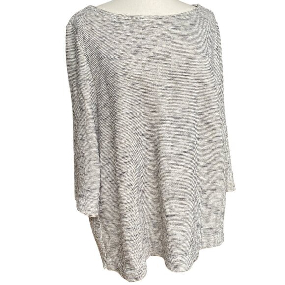 pureJill J Jill Space-Dye Texture Oversized 3/4 Sleeve Lightweight Sweatshirt-XL - Picture 1 of 12